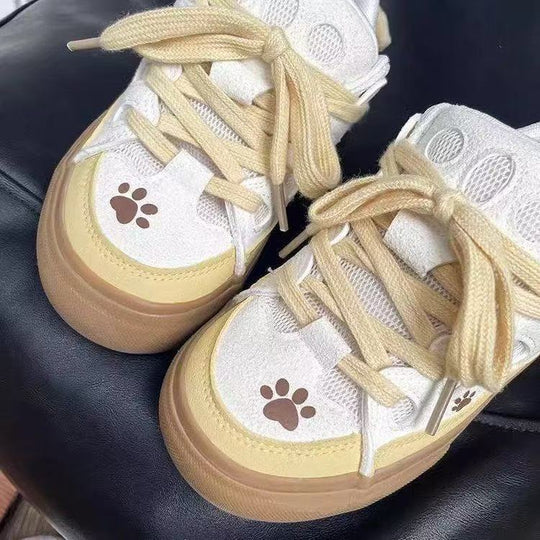 Damen Sneakers mit süßem Pfotenmotiv und atmungsaktivem Mesh-Obermaterial EB