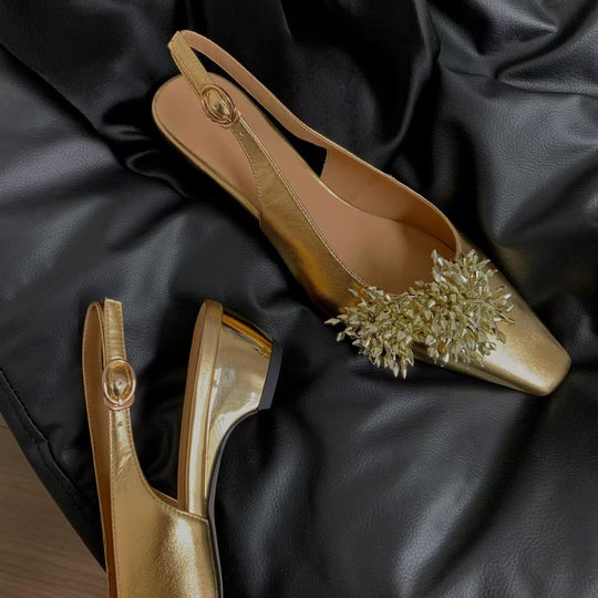 Damen Slingback-Pumps mit elegantem Glitzerakzent und komfortablem Blockabsatz EB