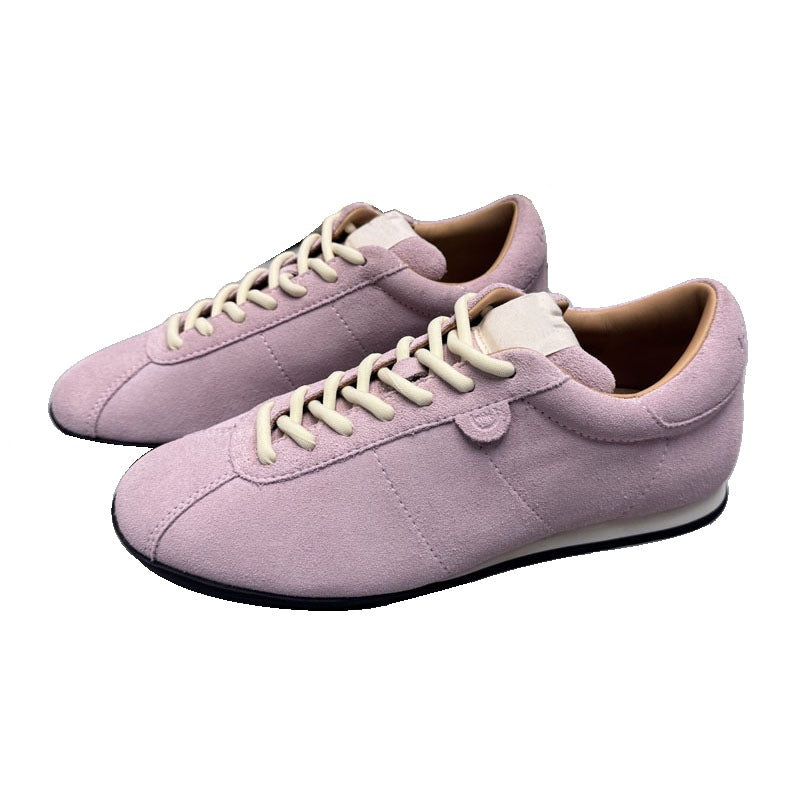 Damen modische Suede Sneakers mit farbigen Schnürsenkeln EB