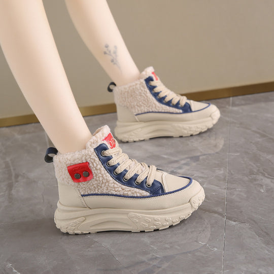 Damen High-Top Sneakers mit warmem Kunstfellfutter und rutschfester Sohle EB