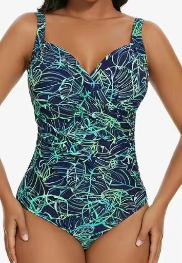 Damen Eleganter Hochgeschnittener Badeanzug mit Wildleoparden-Muster EB