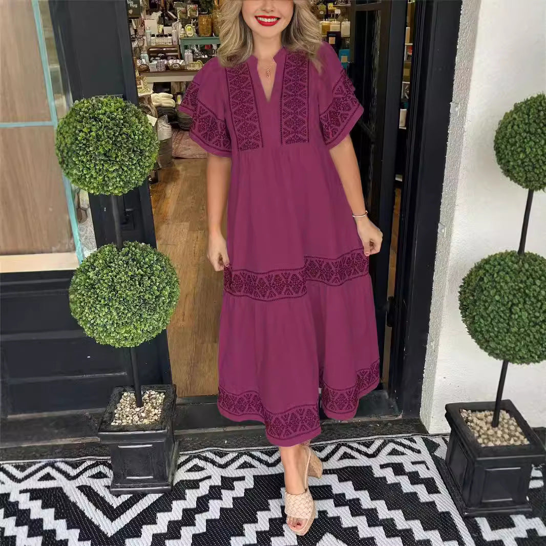 Damen Maxikleid mit eleganten Stickereien EB