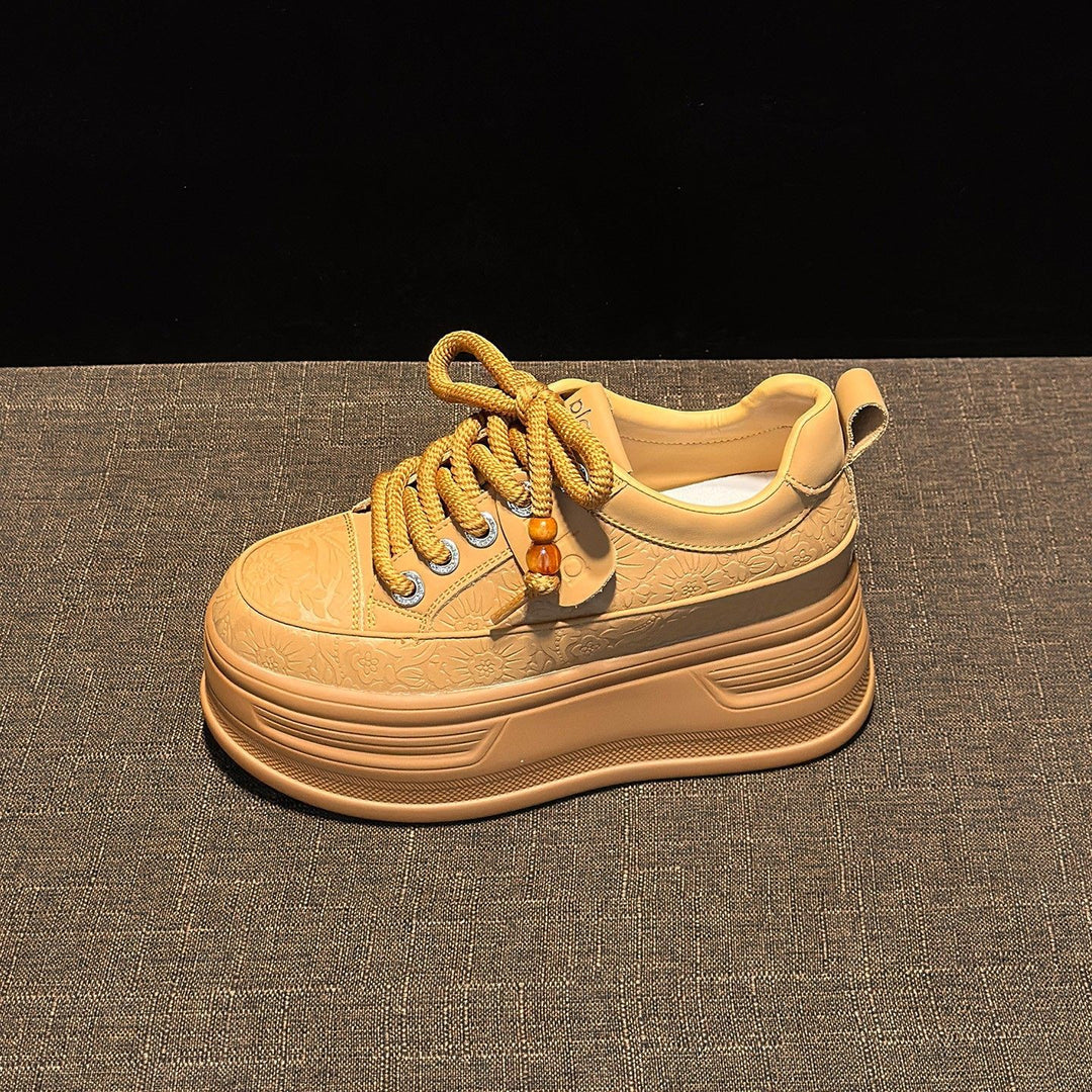 Damen modische Plateau Sneakers mit dekorativen Schnürsenkeln und strukturiertem Obermaterial EB