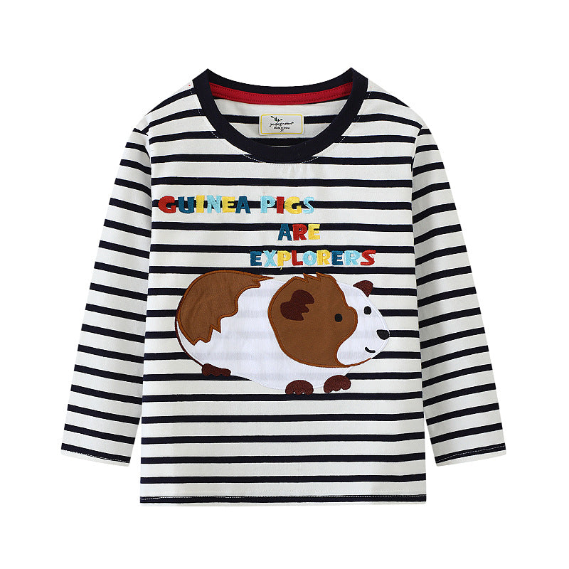 Jungen Langarmshirt mit Baumwollstoff und niedlichem Meerschweinchen-Motiv EB