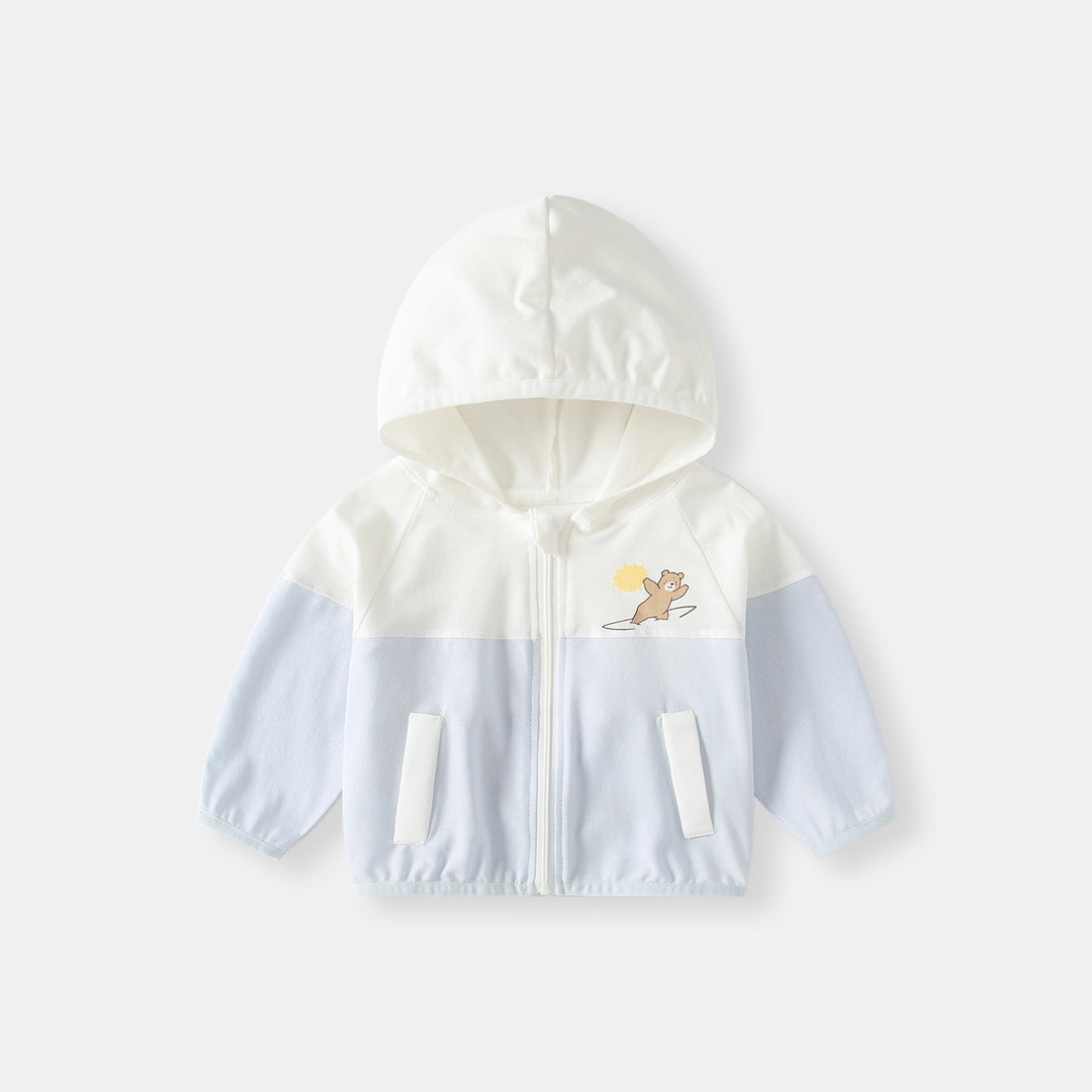Unisex nan Kapuzenjacke für Kleinkinder mit UV-Schutz, Reißverschluss und elastischen Bündchen EB