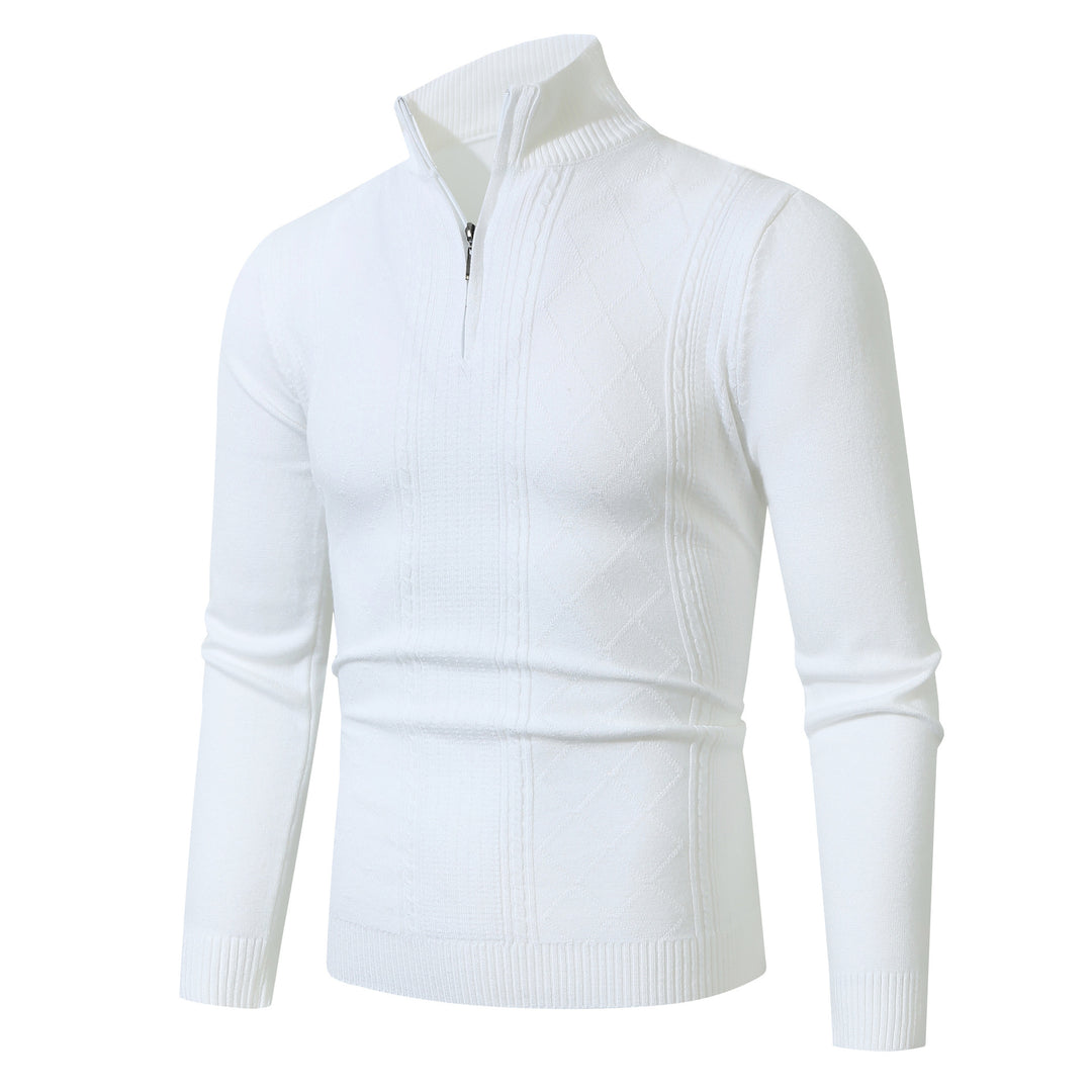 Herren eleganter Strickpullover mit Stehkragen und Reißverschluss EB