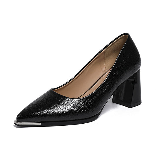 Damen Elegante spitze Pumps mit modischem Blockabsatz EB