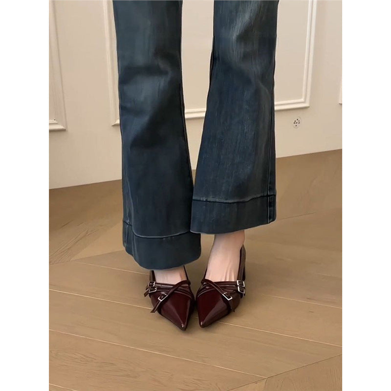 Damen elegante Stiletto-Pumps mit modischem Riemendesign EB
