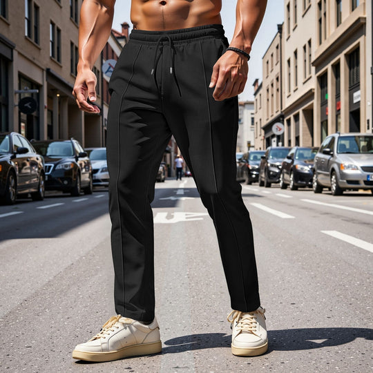 Herren elegante Freizeithose mit elastischem Bund und seitlichen Taschen EB