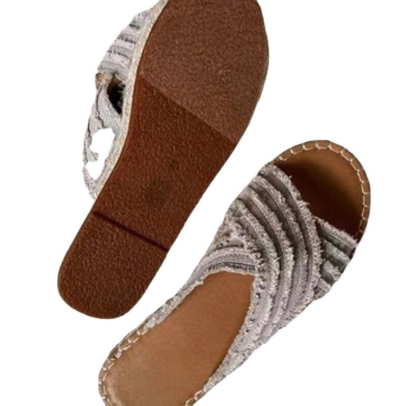 Damen Freizeitsandalen aus hochwertigem, atmungsaktivem Material mit elegantem Textilüberzug EB
