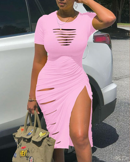 Damen Figurumspielendes Mini-Kleid mit Cut-Outs und seitlichen Schlitzen EB