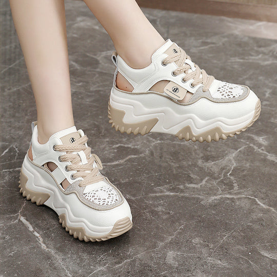 Damen Modische Chunky Sneakers mit atmungsaktivem Obermaterial und komfortabler Dämpfung EB