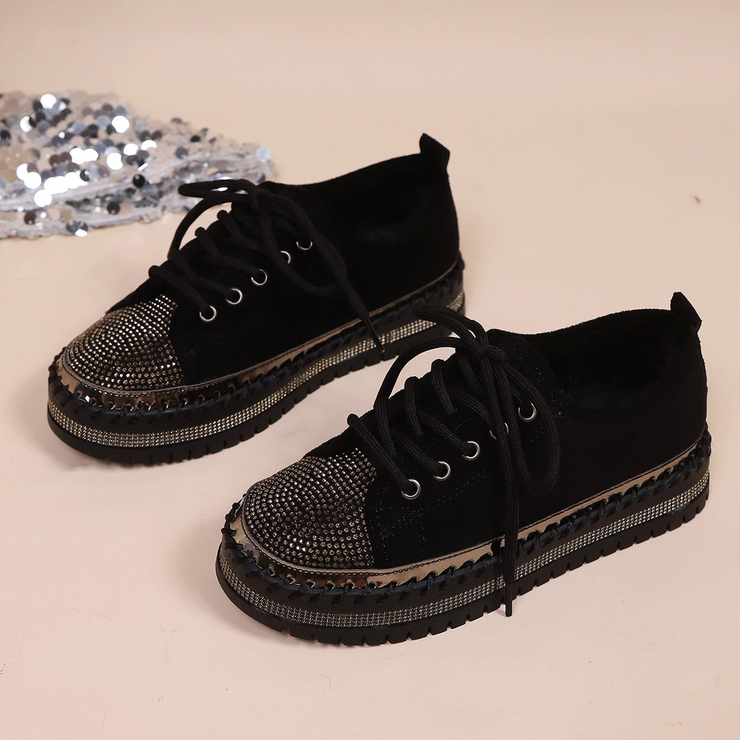 Damen komfortable Sneakers mit Glitzerdetails und kuscheligem Innenfutter EB