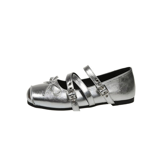 Damen Ballerinas mit verstellbarem Riemen und modischem Schleifendetail EB