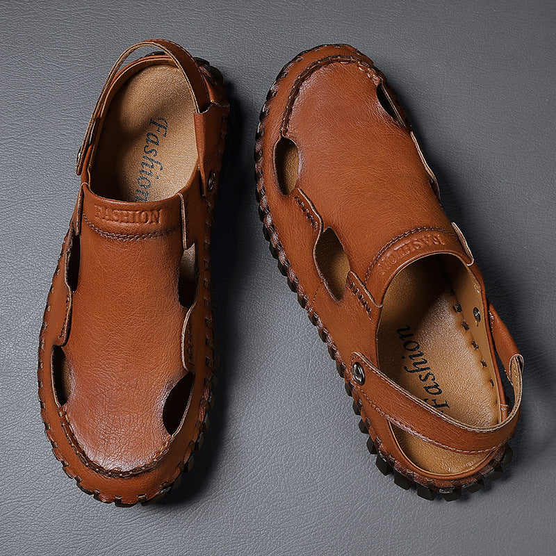 Damen Hochwertige Leder-Sandalen mit atmungsaktiven Einsätzen und rutschfester Sohle EB