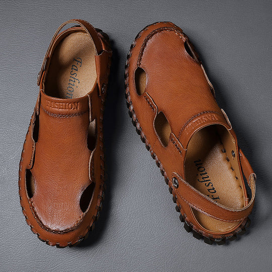 Damen Hochwertige Leder-Sandalen mit atmungsaktiven Einsätzen und rutschfester Sohle EB