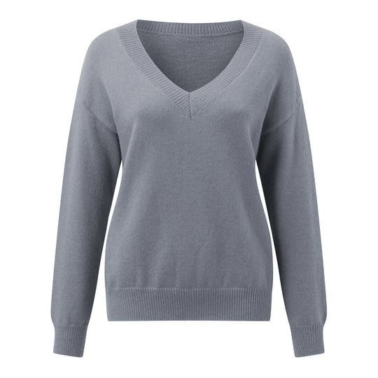 Damen eleganter V-Ausschnitt Pullover EB