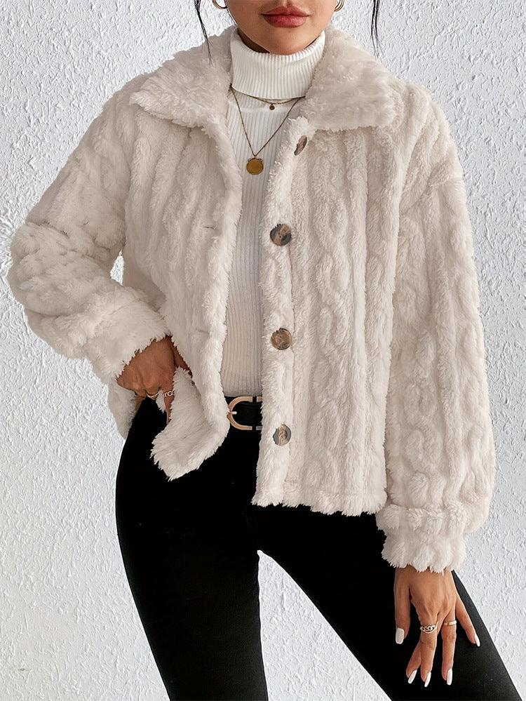 Damen Plüsch-Steppjacke mit hohem Kragen EB