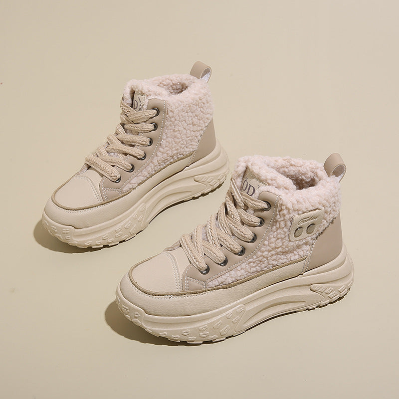 Damen High-Top Sneakers mit warmem Kunstfellfutter und rutschfester Sohle EB