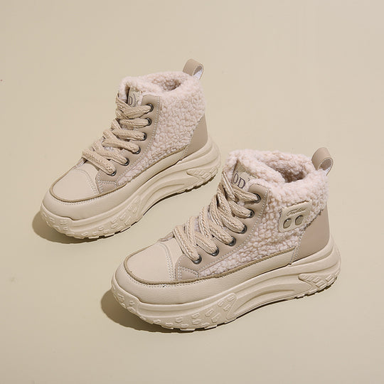 Damen High-Top Sneakers mit warmem Kunstfellfutter und rutschfester Sohle EB