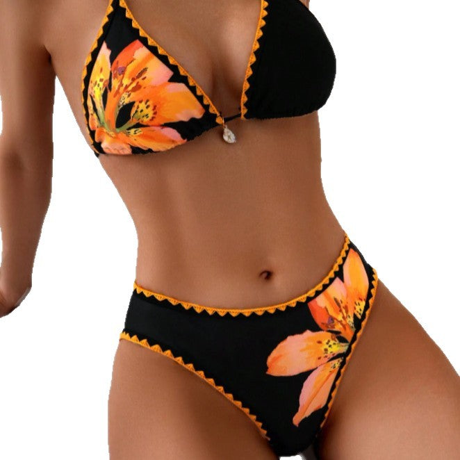 Damen Triangel-Bikini mit Floral-Print und attraktiven Rüschendetails EB