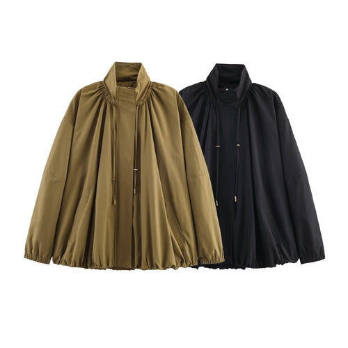 Damen modische Übergangsjacke mit hohem Kragen und lässigem Schnitt EB