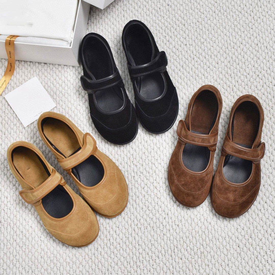 Damen Ballerinas mit verstellbarem Riemen und weichem Wildleder EB