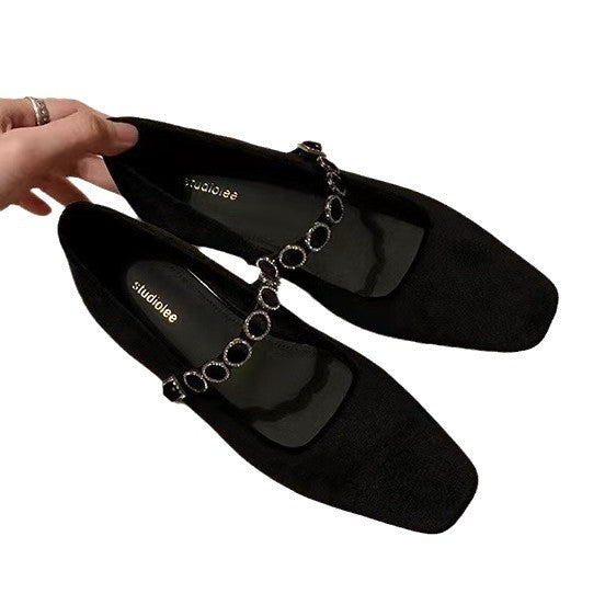 Damen Ballerinas mit elegantem Riemendesign und modischem Schmuck EB