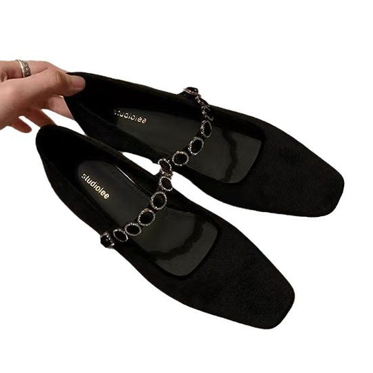 Damen Ballerinas mit elegantem Riemendesign und modischem Schmuck EB