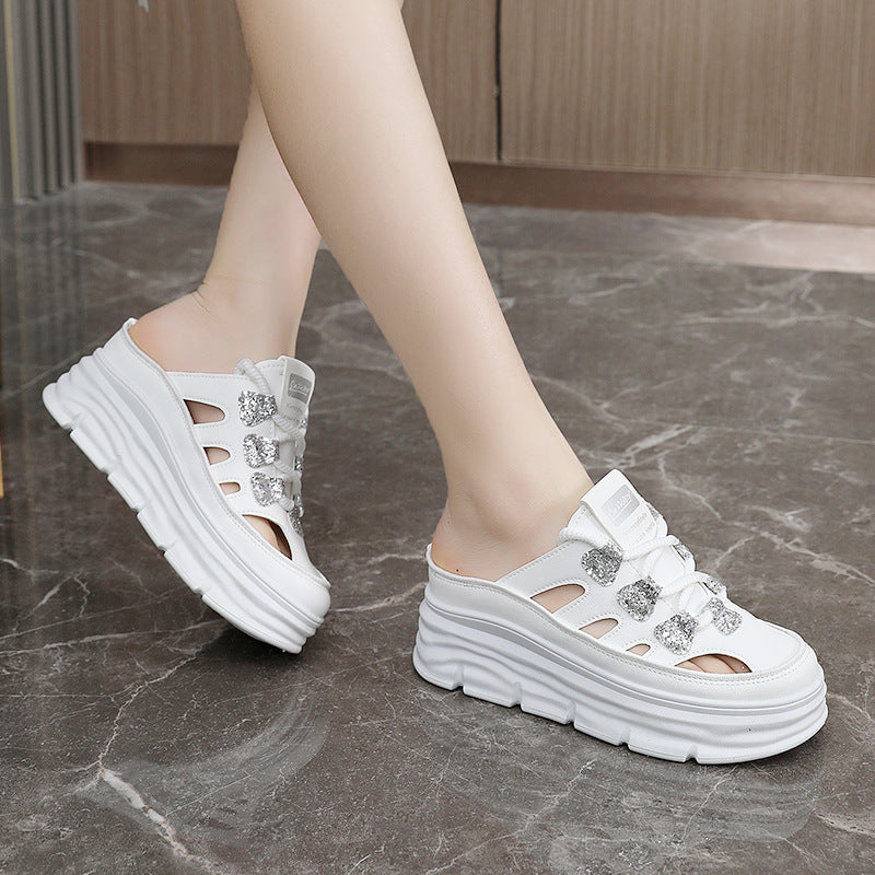 Damen Chunky Slip-On Sneakers mit funkelnden Akzenten und bequemer Dämpfung EB