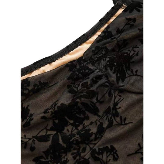 Damen Mini-Kleid mit floralen Spitzenärmeln und verführerischem Ausschnitt EB