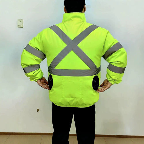 Unisex nan hoch atmungsaktive Warnschutzjacke mit integrierten Lüftern und reflektierenden Kreuzstreifen EB