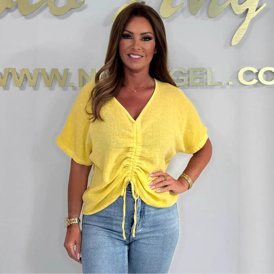 Damen Leichte und lässige Bluse mit Raffung EB