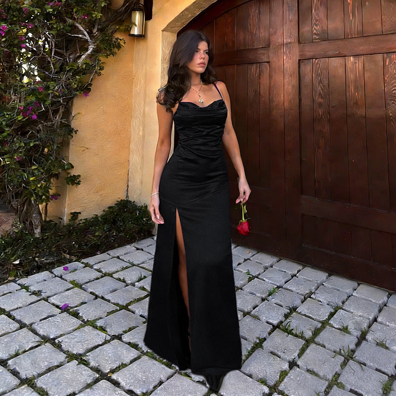 Damen Elegantes Abendkleid mit seitlichem Schlitz und gerafftem Design EB