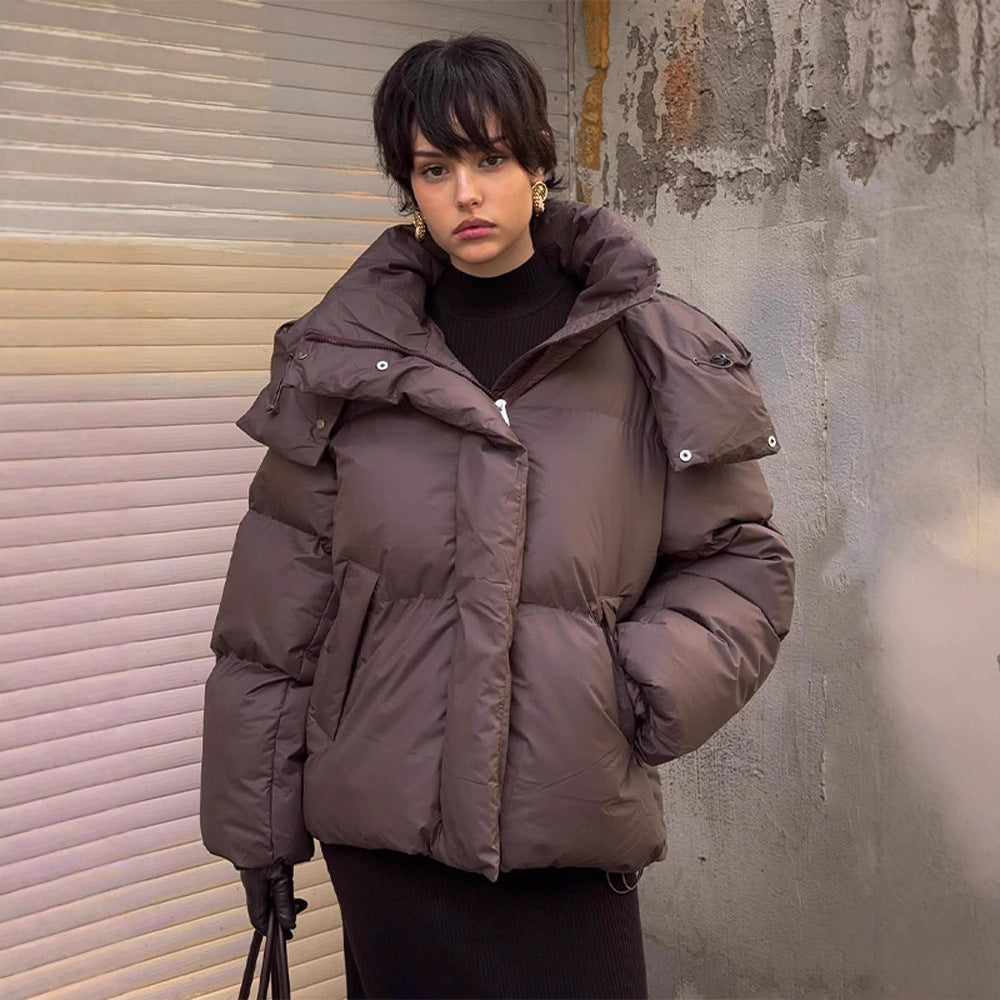 Damen Oversized Daunenjacke mit modischem Stehkragen EB