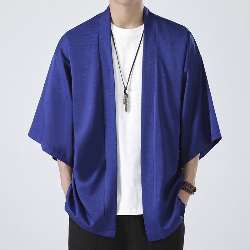 Herren nan kimonoartige Kurzjacke im Oversize-Stil mit offenem Schnitt und weichem Fall EB