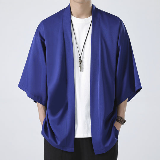 Herren nan kimonoartige Kurzjacke im Oversize-Stil mit offenem Schnitt und weichem Fall EB