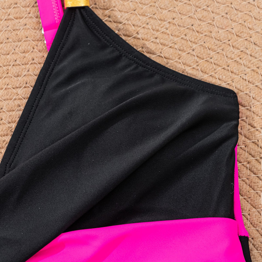 Damen Einteiliger Badeanzug mit modernem Wickeldesign und eleganten Akzenten EB