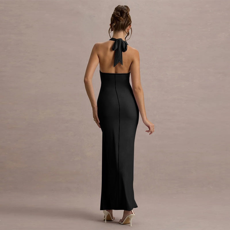 Damen Elegantes Maxikleid mit hochgeschlossenem Design und raffinierter Drapierung EB