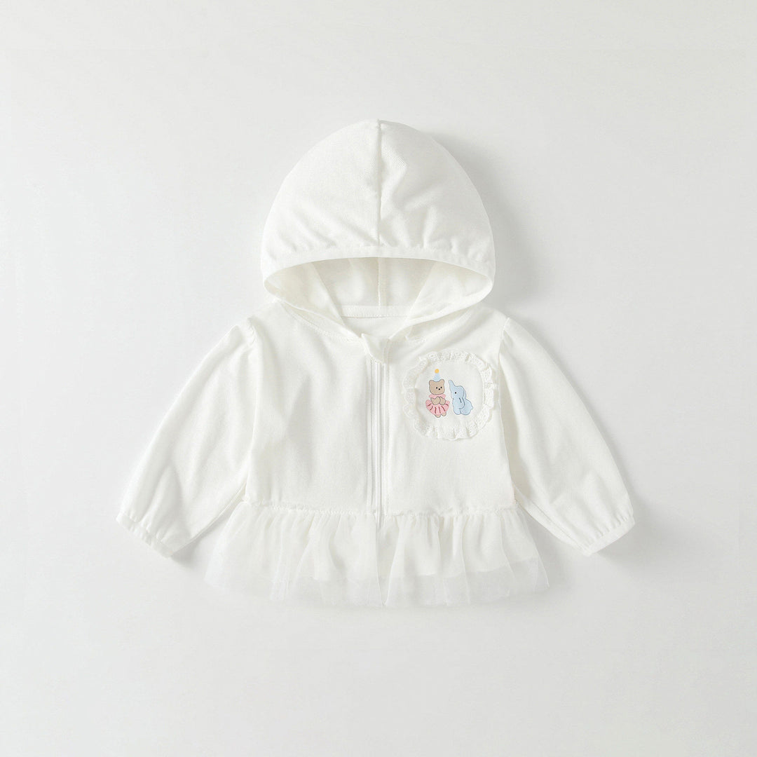 Unisex nan leichte Kapuzen-Windjacke für Kinder mit elastischem Saum und Reißverschluss EB
