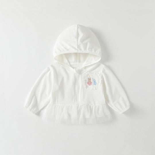 Unisex nan leichte Kapuzen-Windjacke für Kinder mit elastischem Saum und Reißverschluss EB