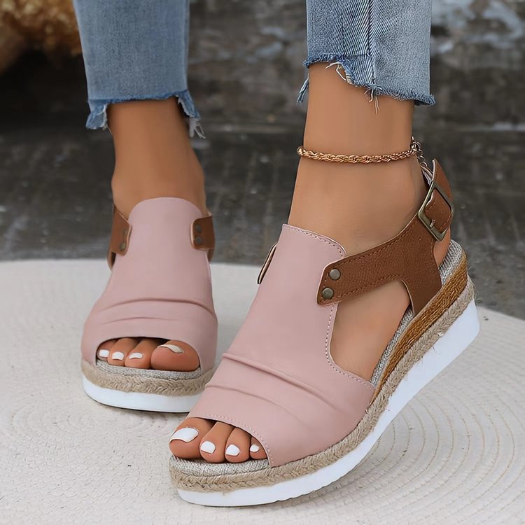 Damen Plattform-Sandalen mit breiten Riemen und elastischen Einsätzen EB