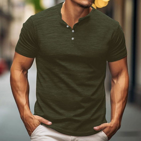 Herren Kurzarm-T-Shirt mit Knopfleiste EB