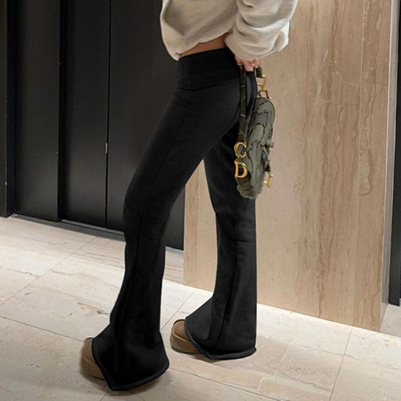 Damen nan weiche Highwaist Yoga-Schlaghose mit ausgestelltem Bein und Stretchbund EB