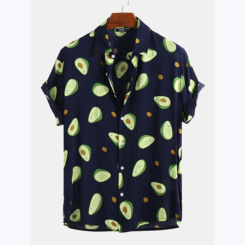 Herren Kurzarmhemd mit frischem Avocado-Muster EB