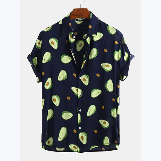 Herren Kurzarmhemd mit frischem Avocado-Muster EB