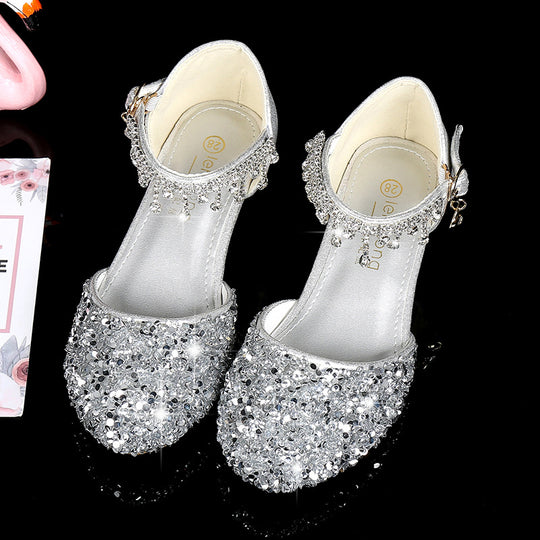 Mädchen Glitzernde Ballerina-Sandalen mit hohen Absatz und Anhänger EB