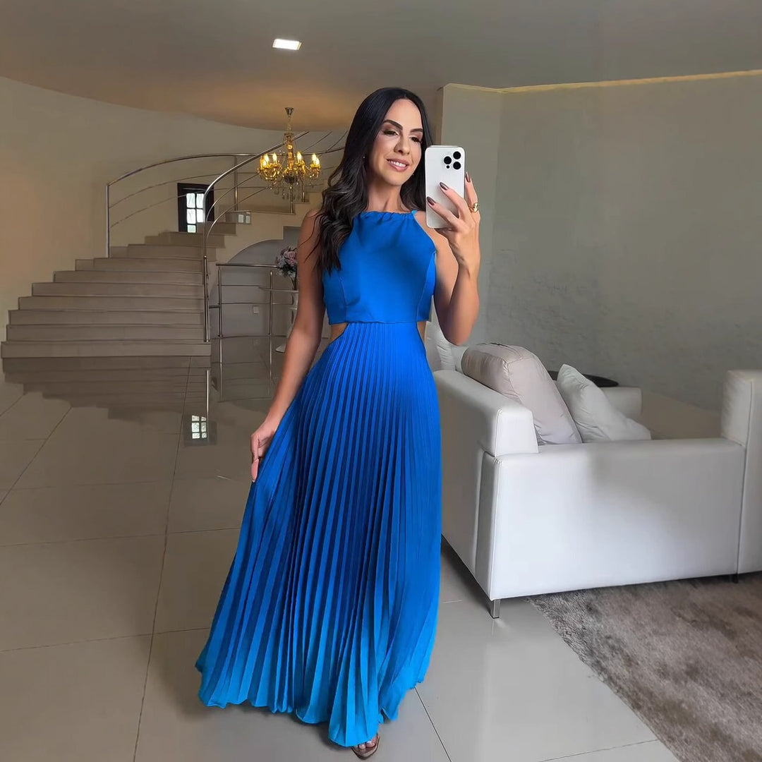 Damen Plissiertes Kleid mit Farbverlauf EB