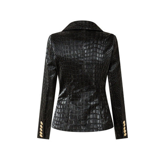 EB | Croc-Stil Faux-Leder Mantel