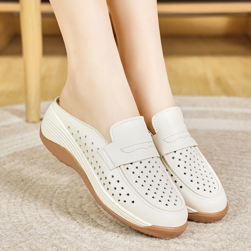 Damen Komfortable Clogs mit atmungsaktiver Lederoberfläche EB